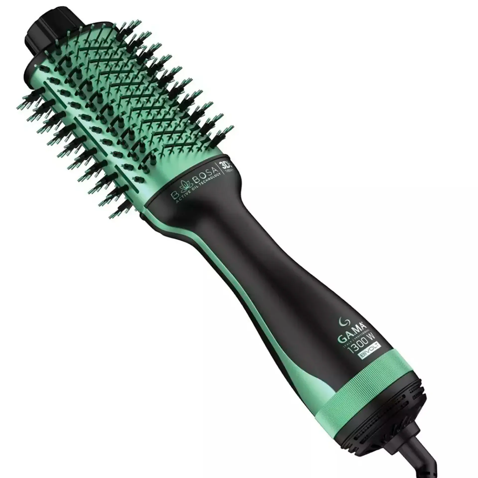 Escova Secadora Gama Babosa Brush 3D 2 Velocidades 1300W - Preto/Verde - Bivolt