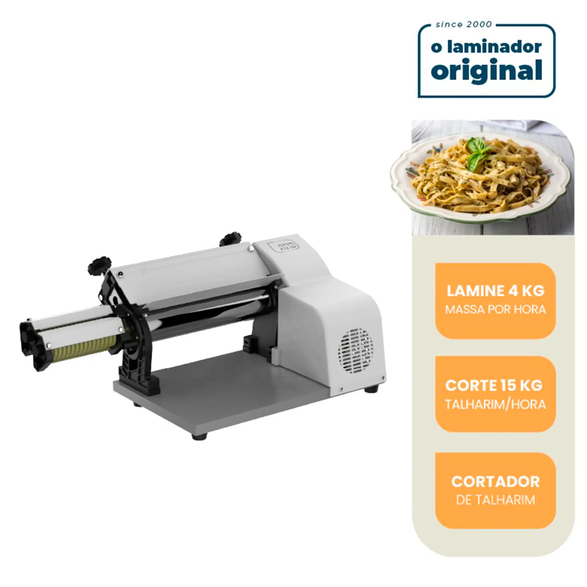 Cilindro Laminador de Massa com Talharim Elétrico Pro 28cm Anodilar - Branco - 110 Volts