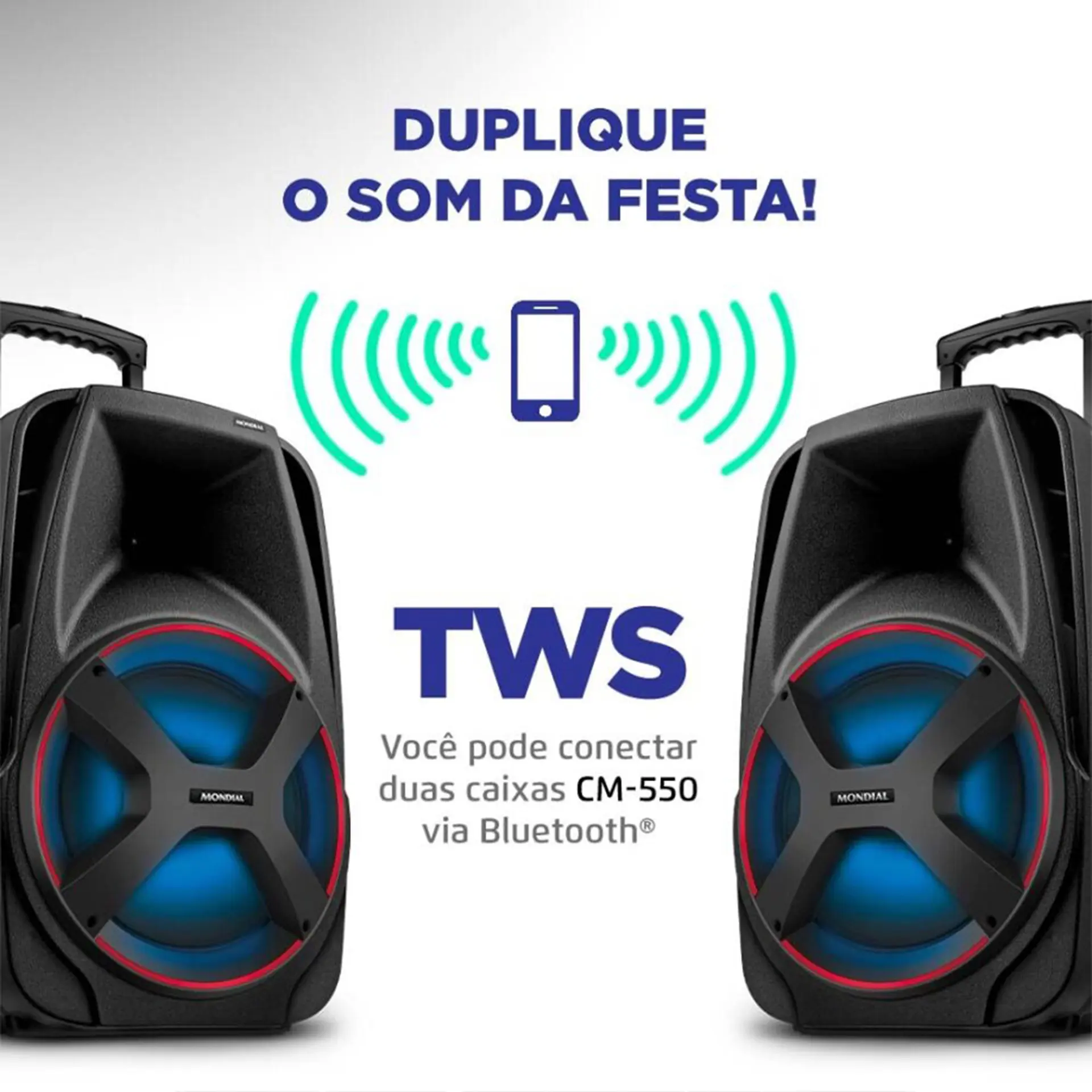 Caixa de Som Amplificada Mondial Connect Power II CM-550 550W RMS Bluetooth
