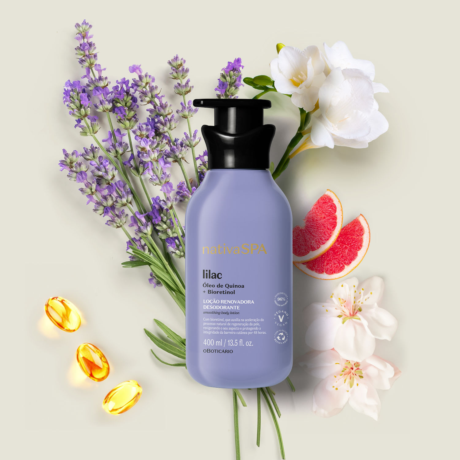 Loção Renovadora Desodorante Hidratante Corporal Nativa Spa Lilac 400ml
