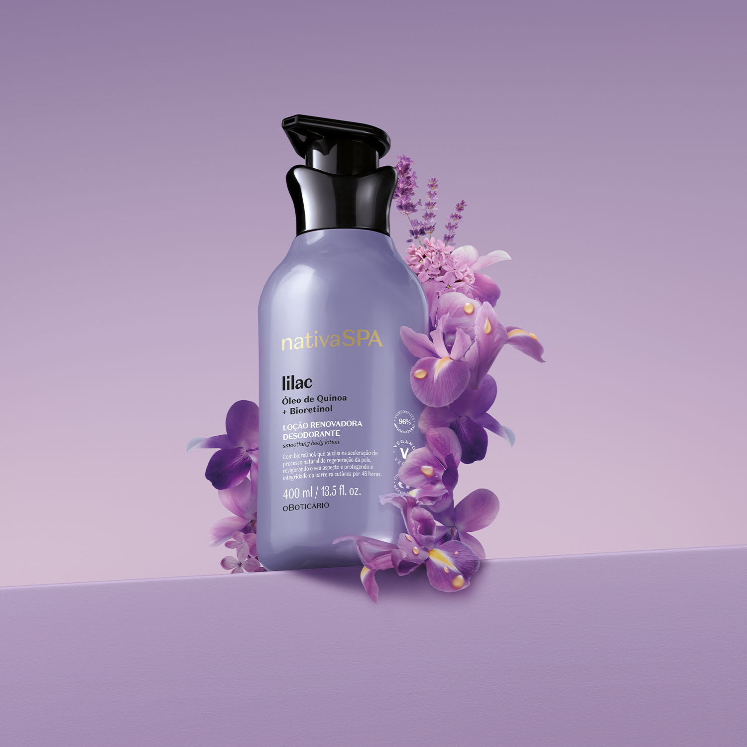 Loção Renovadora Desodorante Hidratante Corporal Nativa Spa Lilac 400ml