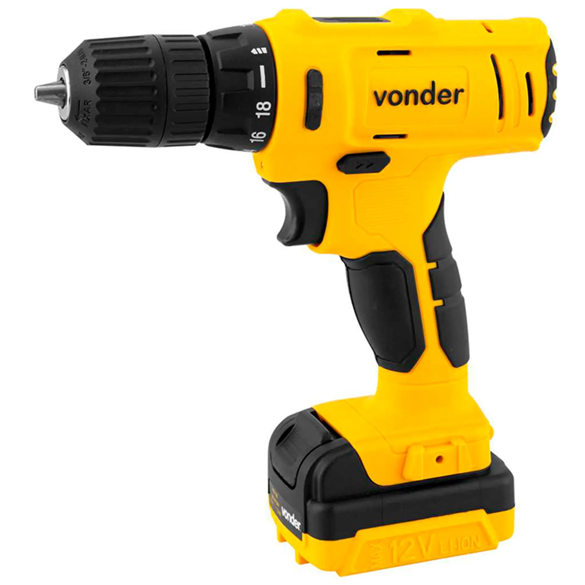 Parafusadeira Furadeira Vonder Bateria 12V 3/8 Polegadas PFV 120 - Preto/Amarelo - Bivolt