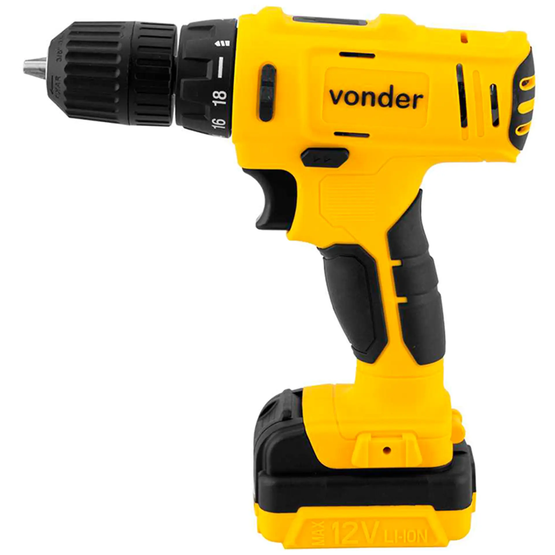 Parafusadeira Furadeira Vonder Bateria 12V 3/8 Polegadas PFV 120 - Preto/Amarelo - Bivolt