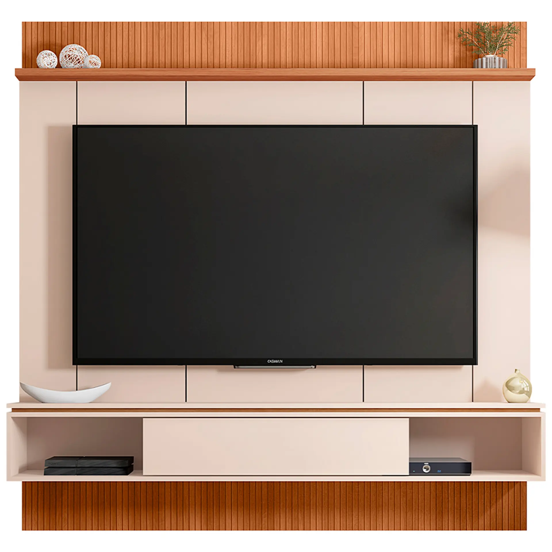 Painel para TV até 65" com Nicho Vênus Caemmun - Off White/Freijó