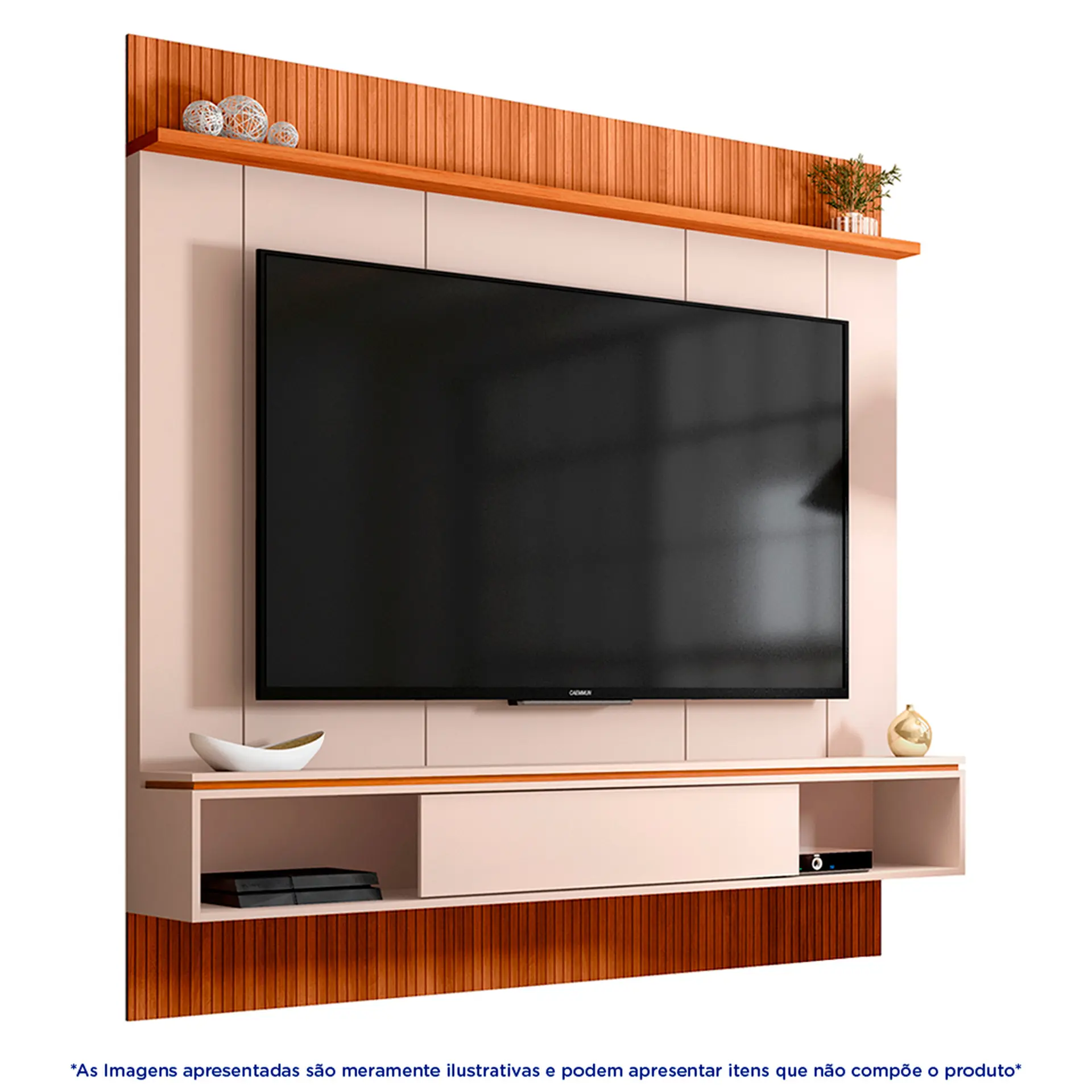 Painel para TV até 65" com Nicho Vênus Caemmun - Off White/Freijó