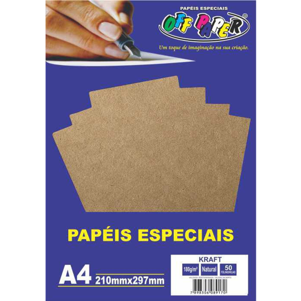 Papel Kraft Natural A4 50 Folhas 180 Gramas Off Paper - 475