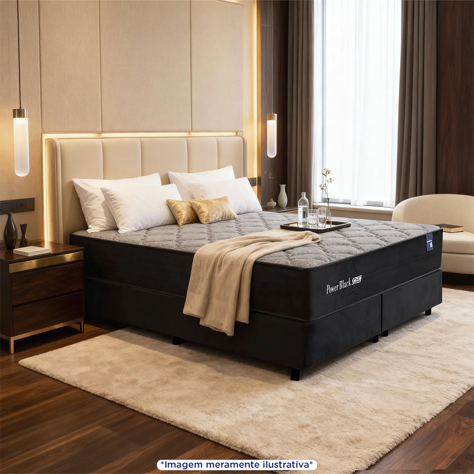 Colchão Cama Box Gazin Molas PowerBlue Queen Size Power Black 158x198 - Preto