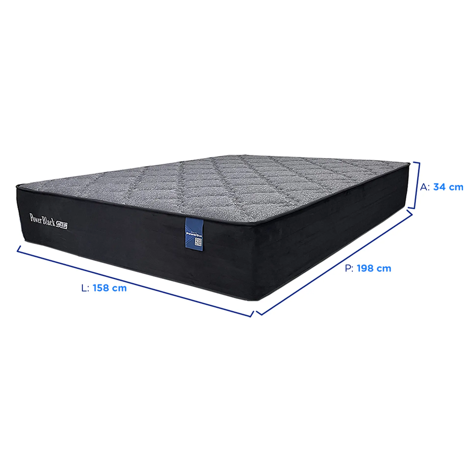 Colchão Cama Box Gazin Molas PowerBlue Queen Size Power Black 158x198 - Preto