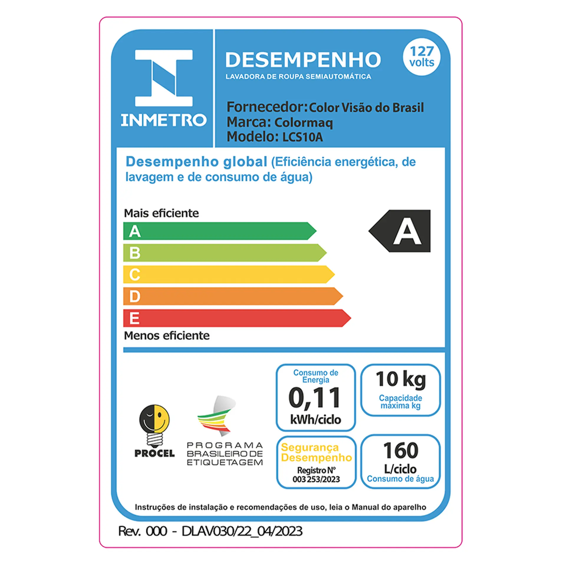 Tanquinho Colormaq Ecomax 10kg Semiautomático com Filtro de Fiapos LCS10 - Branco - 110 Volts