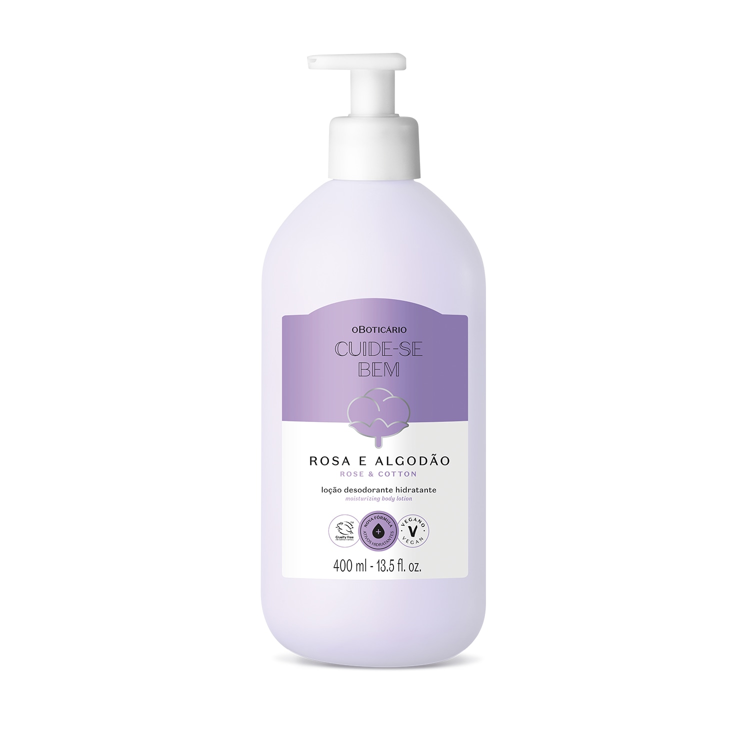 Combo Cuide-se Bem: Loção Corporal Rosa e Algodão 400ml + Refil Deleite 350ml