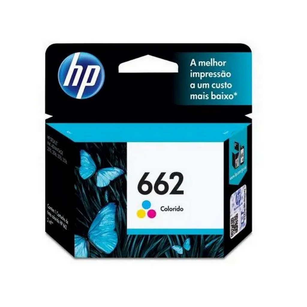 Cartucho de Tinta HP 662 Colorido Original - CZ104AB - 100 páginas para 2516, 3516, 3546, 2546, 1516, 4646, 2646