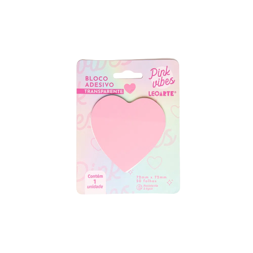 Bloco Adesivo Leoarte Transparente Pink Vibes 72mm x 72mm Unidade 50 Folhas