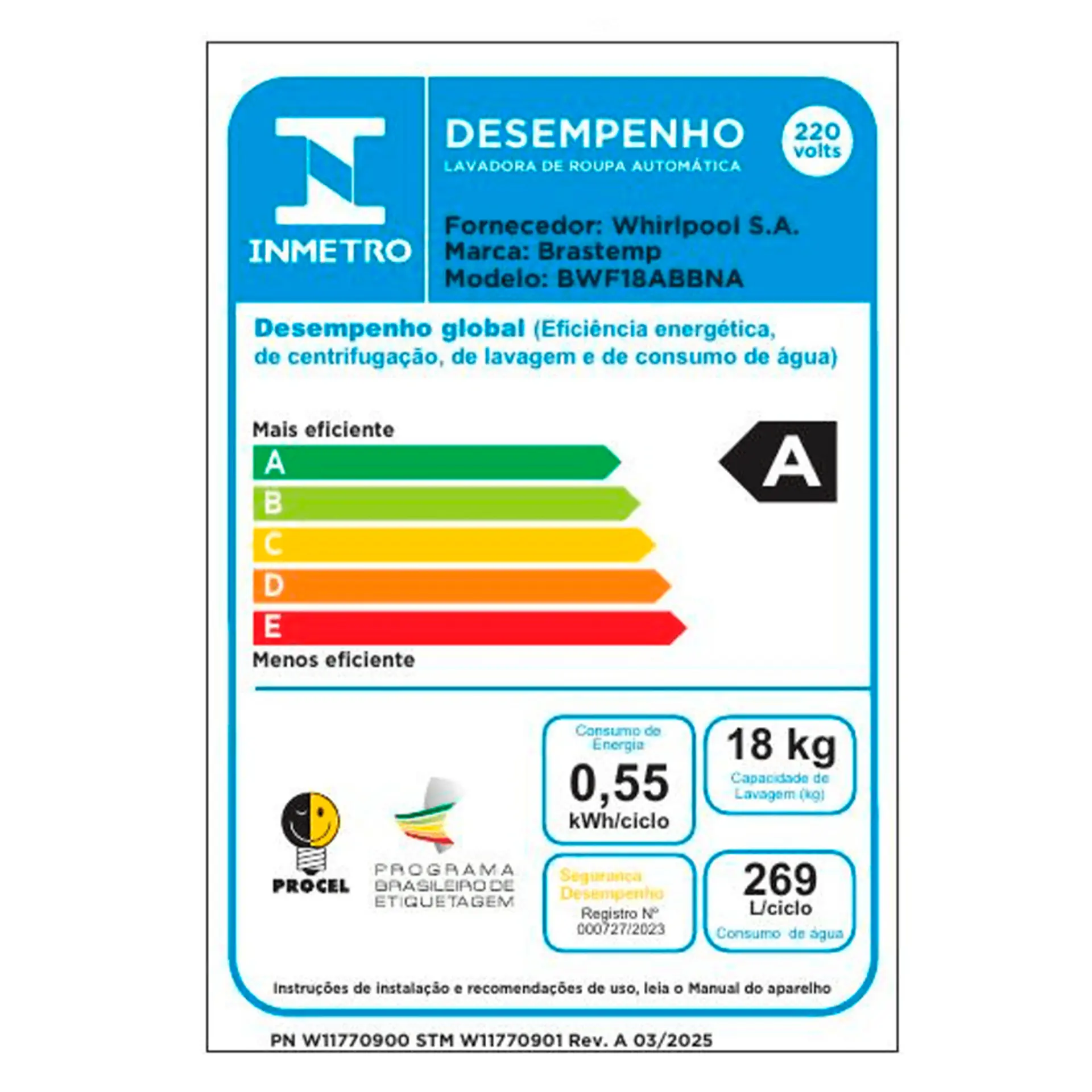Máquina de Lavar Brastemp 18 Kg Automática Digital BWF18 - Branco - 110 Volts