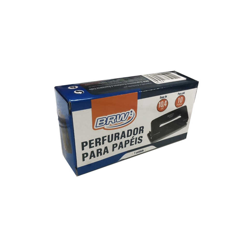 Perfurador de Papel Aço 10 Folhas Preto Brw - Unitário - PF1000