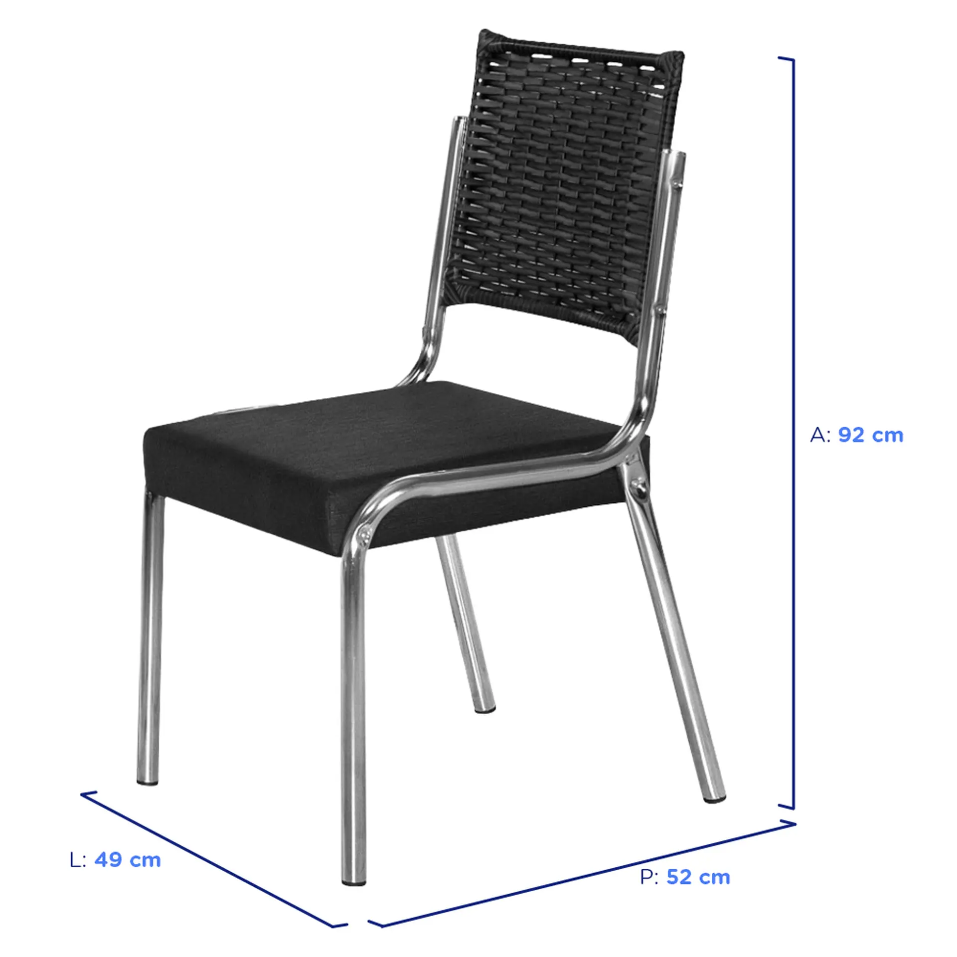 Conjunto de Mesa 6 Cadeiras Tampo de Vidro CR RT Aço Nobre - Cromada/Preto