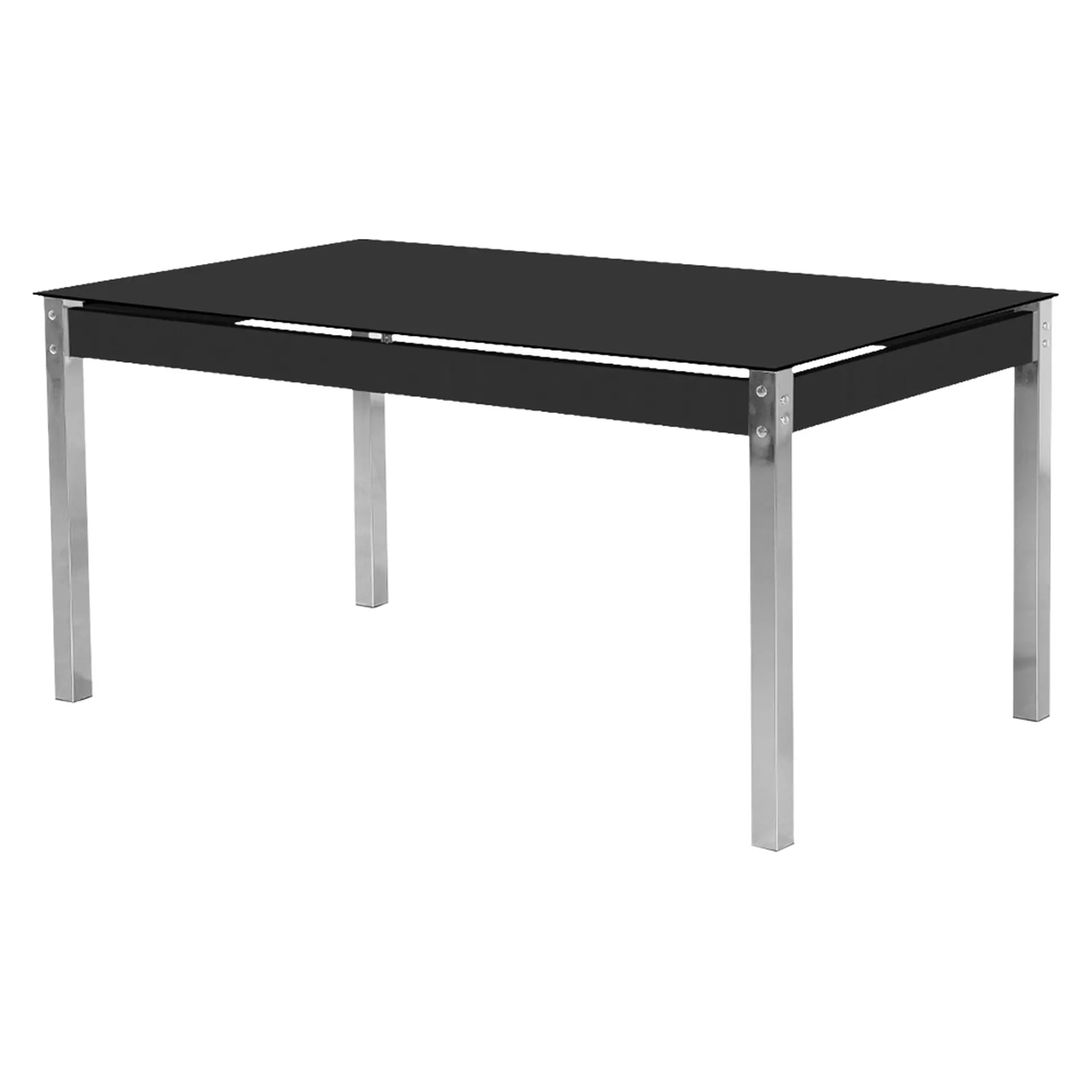 Conjunto de Mesa 6 Cadeiras Tampo de Vidro CR RT Aço Nobre - Cromada/Preto