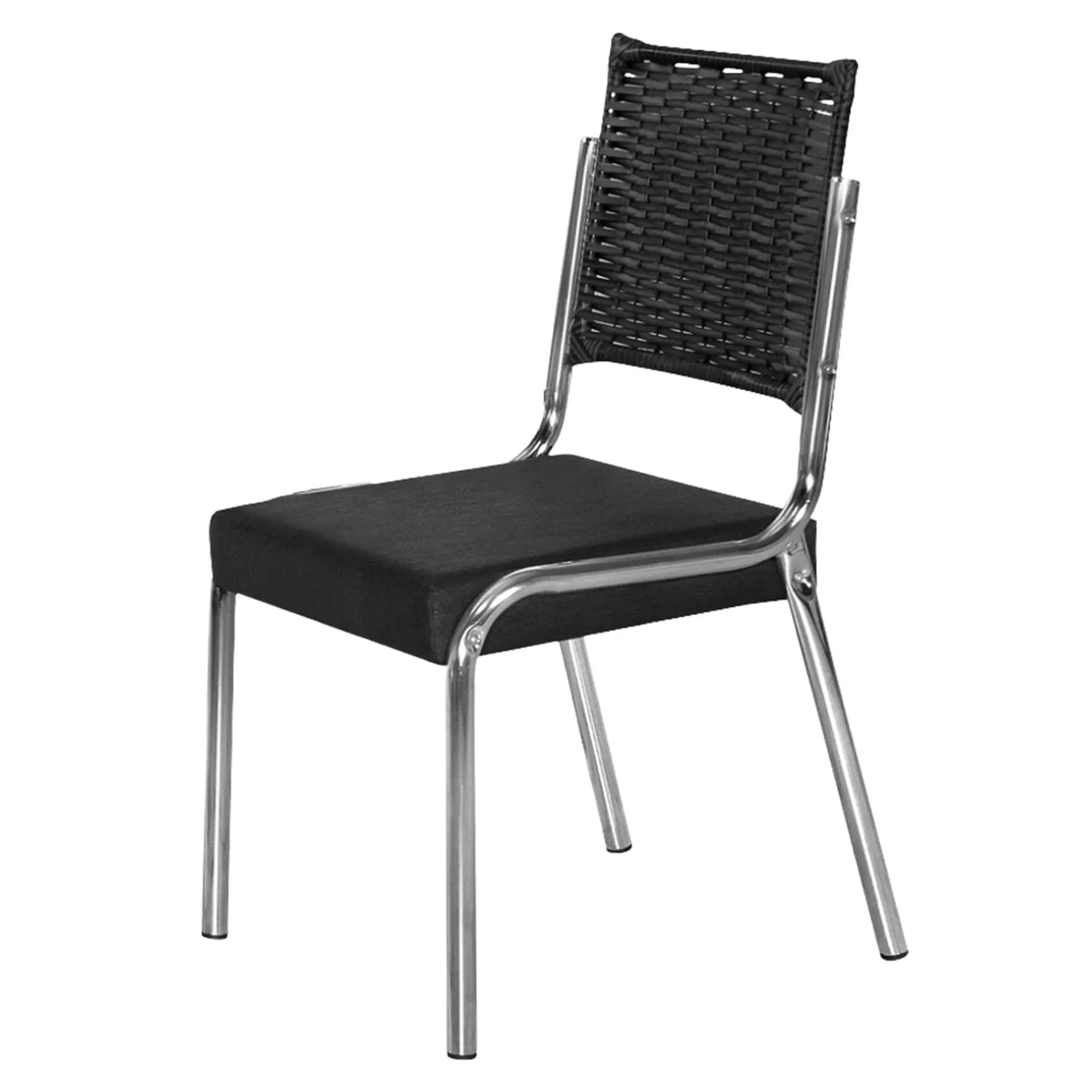 Conjunto de Mesa 6 Cadeiras Tampo de Vidro CR RT Aço Nobre - Cromada/Preto