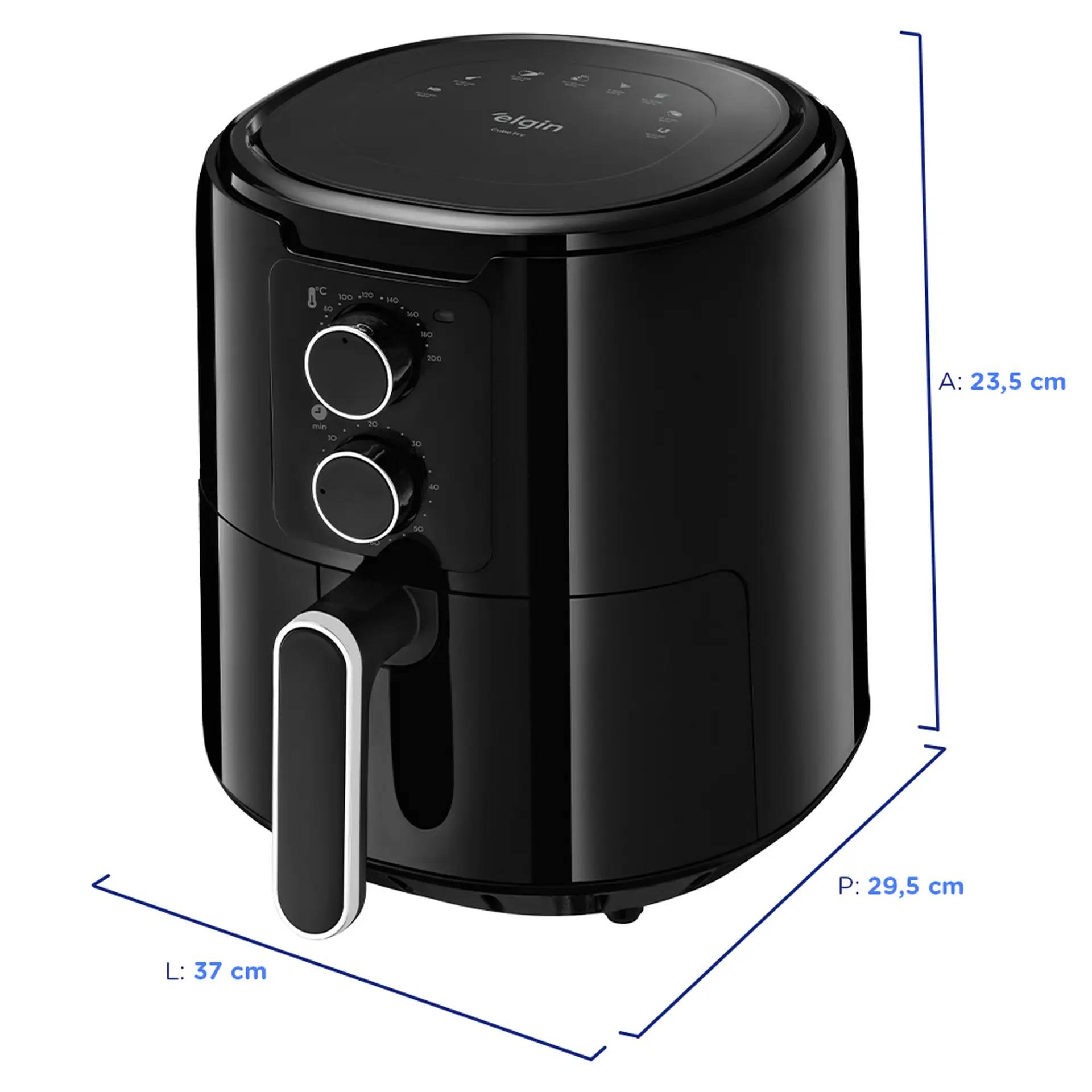 Fritadeira Elétrica AirFryer Elgin Cube Fry AFG40 4L 1600W - Preto - 220 Volts