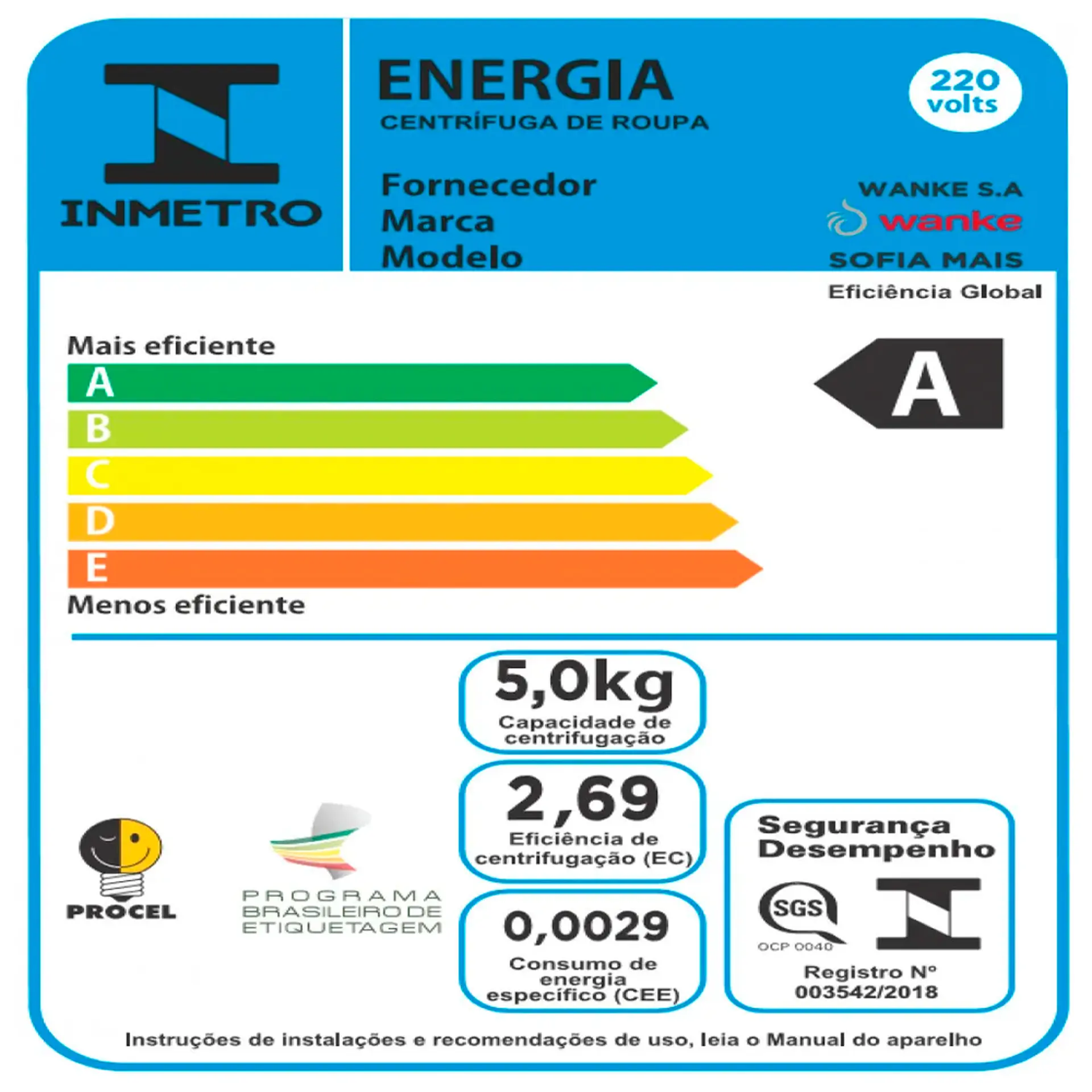 Centrífuga de Roupas Wanke Sofia 15kg Cesto Plástico - Preto - 220 Volts