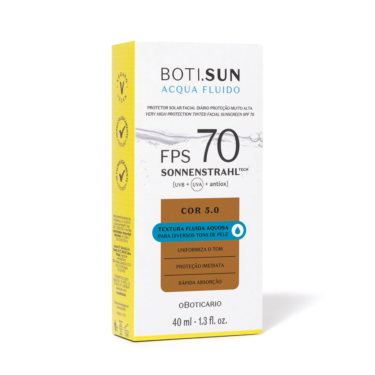 Protetor Solar Facial Com Cor FPS70 Boti.Sun 5.0 40ml