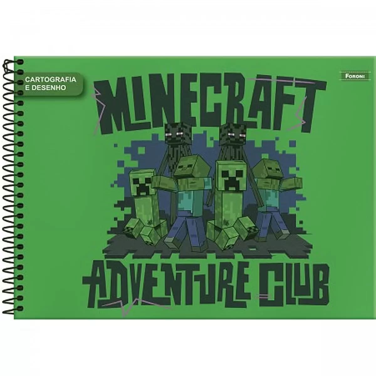 Caderno Cartografia Foroni Minecraft Espiral Capa Dura Sem Pauta 80 Folhas