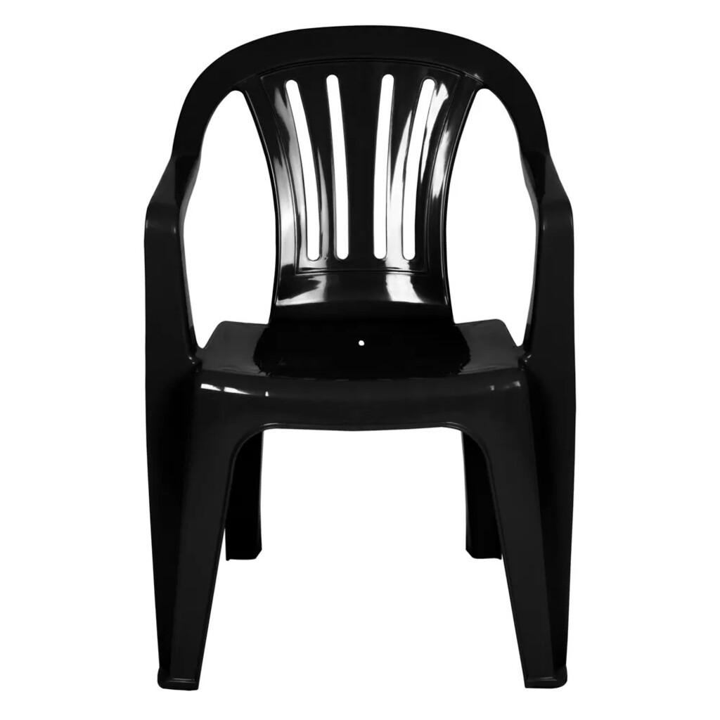 Cadeira Fixa Poltrona Plástico com Braço Preta Mor - 15151104 - Resistente e Suporta Até 182 Kg