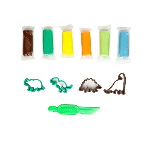 Kit Leo e Leo Massa de Modelar Dino com 6 Cores 5 Moldes