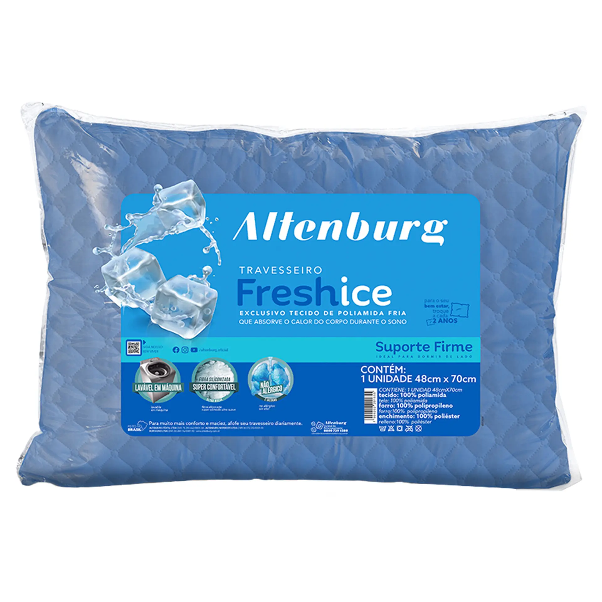 Travesseiro Altenburg Matelassado Suporte Firme Fresh Ice - Azul