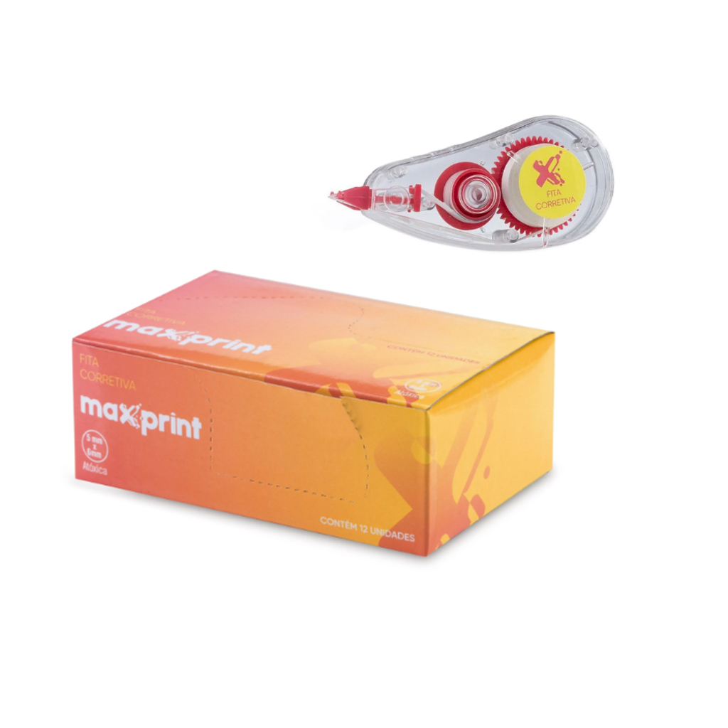 Fita Corretiva Maxprint 5,0mm x 6 Metros - 705662 - Vendido Caixa com 12 Corretivos