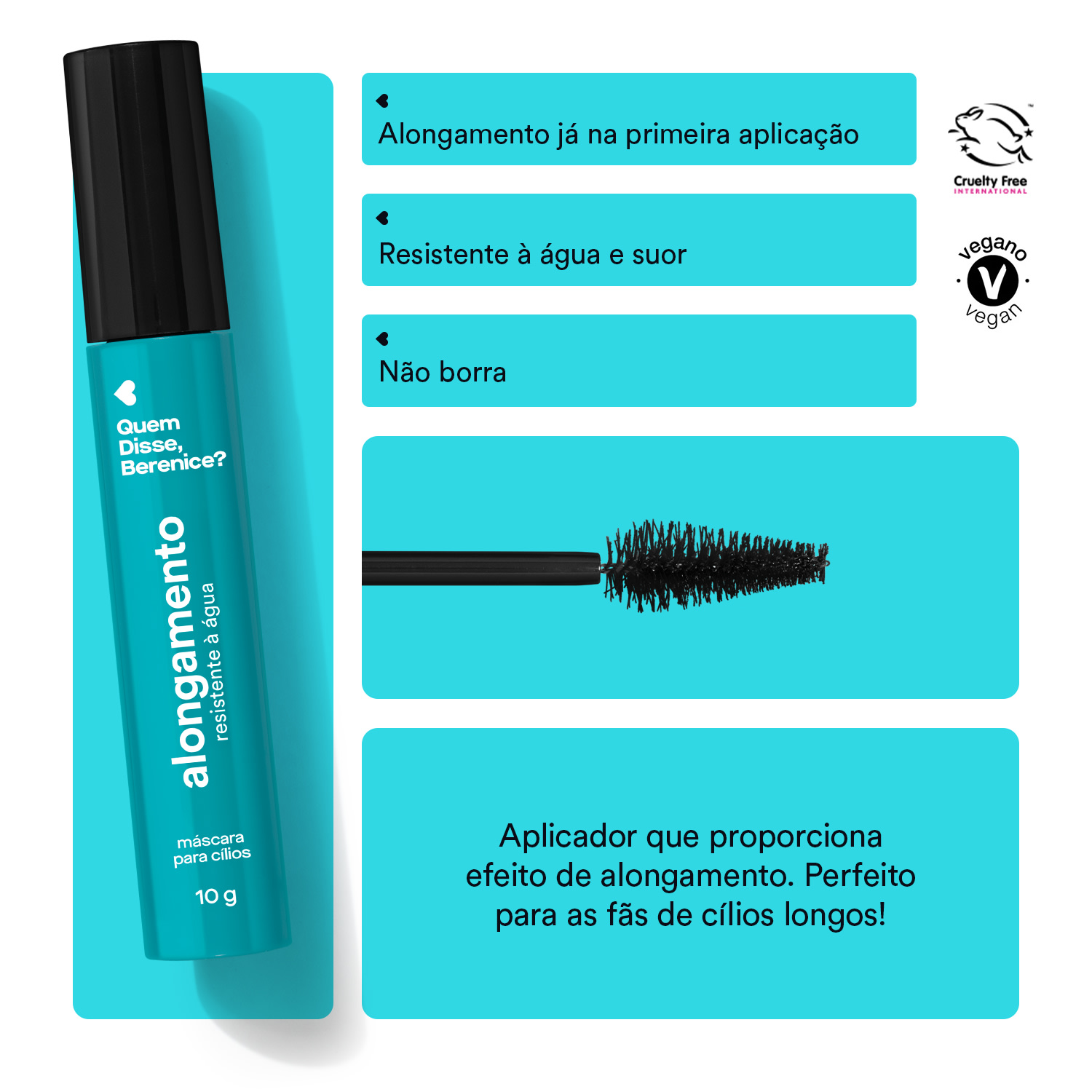 Máscara De Cílios Alongamento Resistente à Água Quem Disse, Berenice? 10g