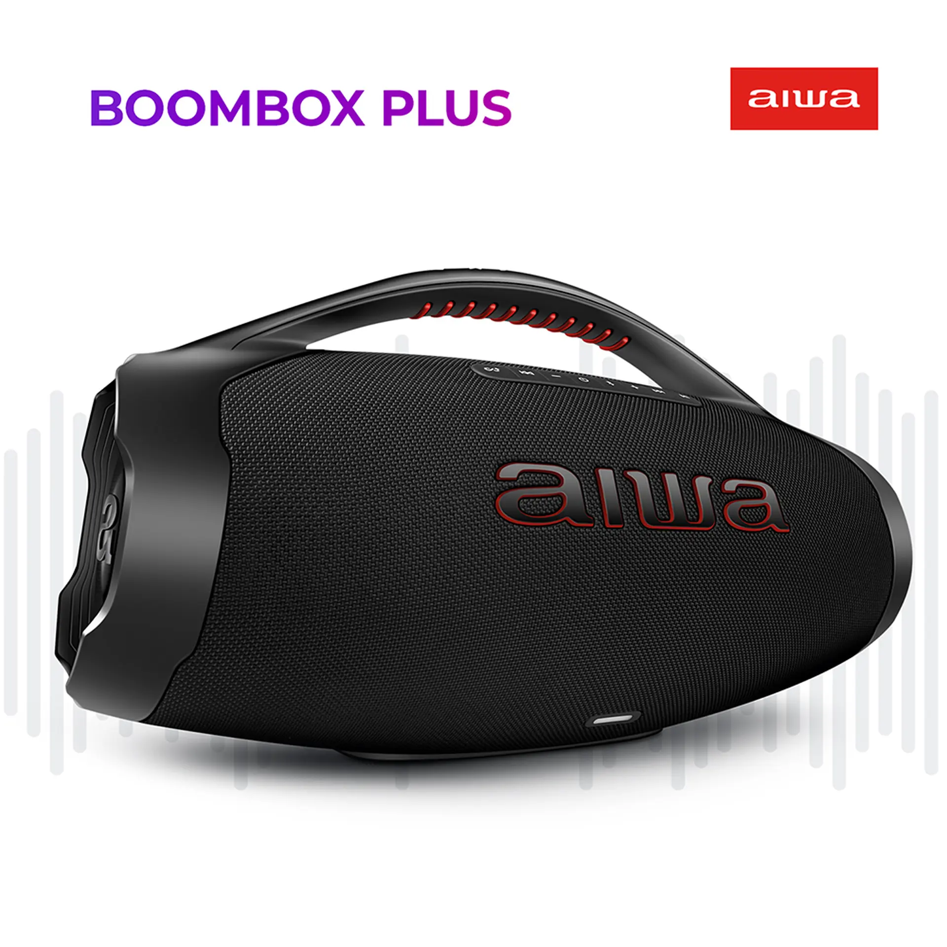 Caixa de Som Portátil Aiwa Boombox Plus 200W Bluetooth À Prova D'água BBS-01B - Preto
