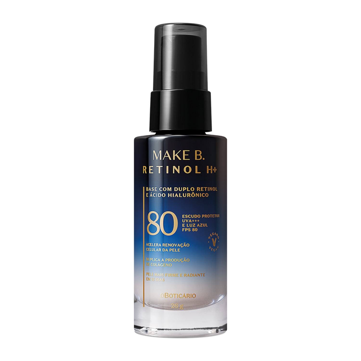 Base Líquida Cor 15 com FPS 80 Make B. Retinol H+ 26g