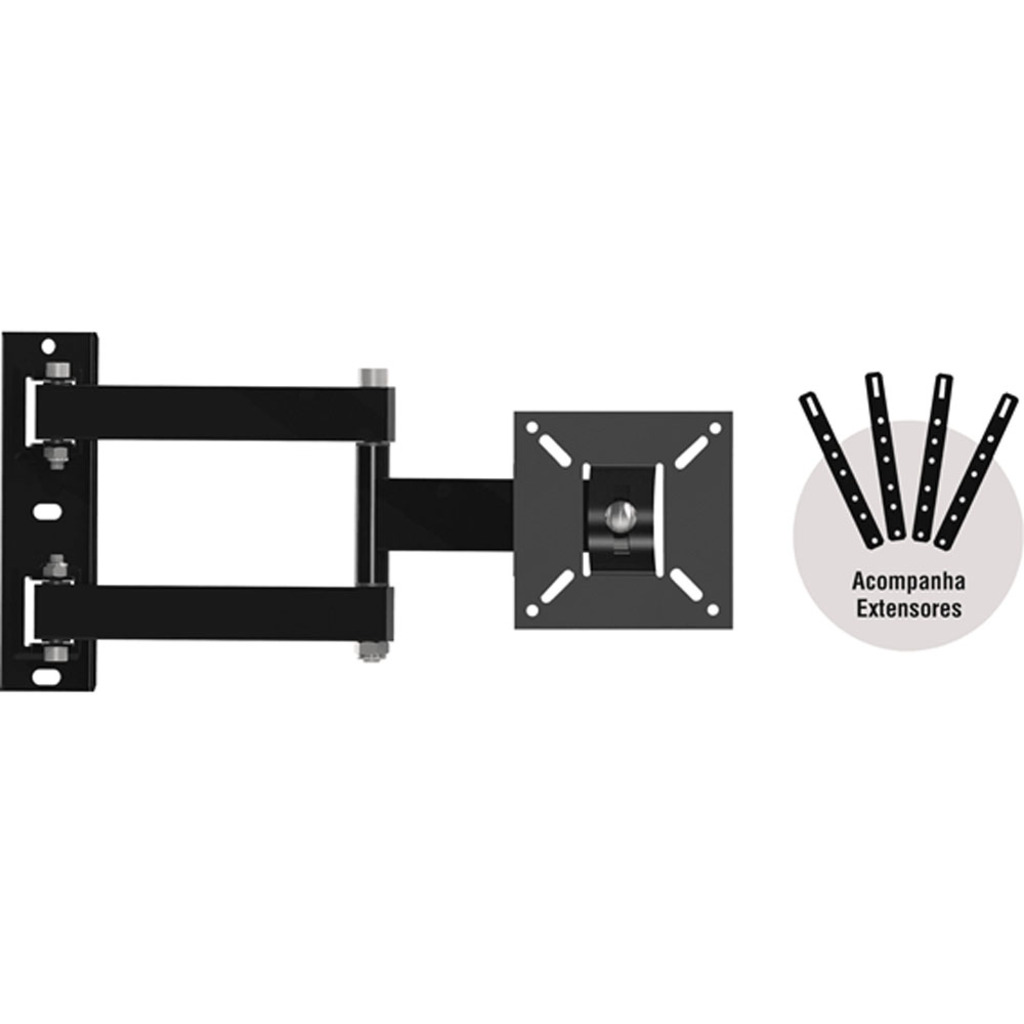 Suporte Tri-Articulado para TV 10 à 60 Polegadas Permite Inclinação e Articulação 4 Movimentos Brasforma - BRA4.0