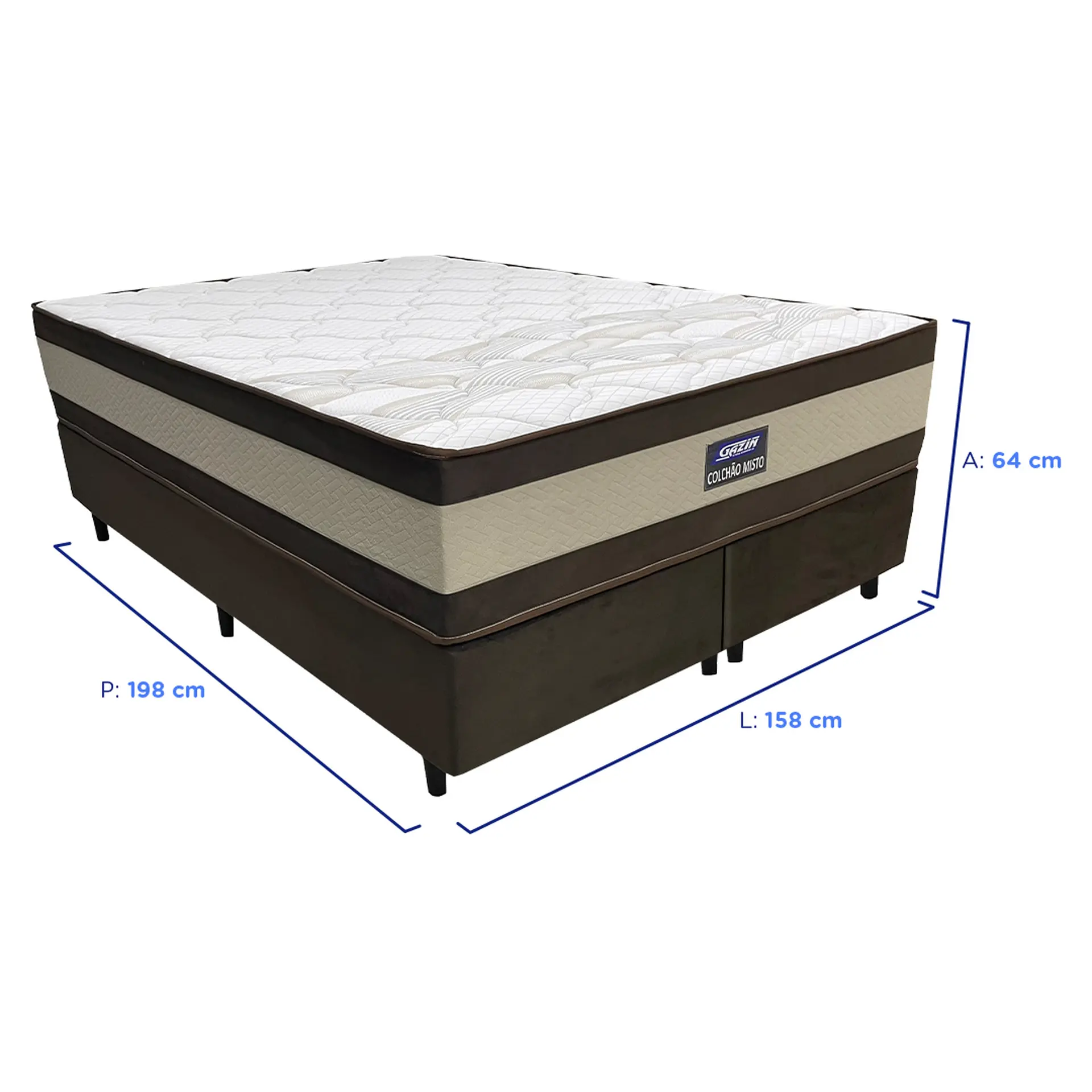 Colchão Cama Box Gazin Espuma Queen Size Misto Duo Extra 158x198