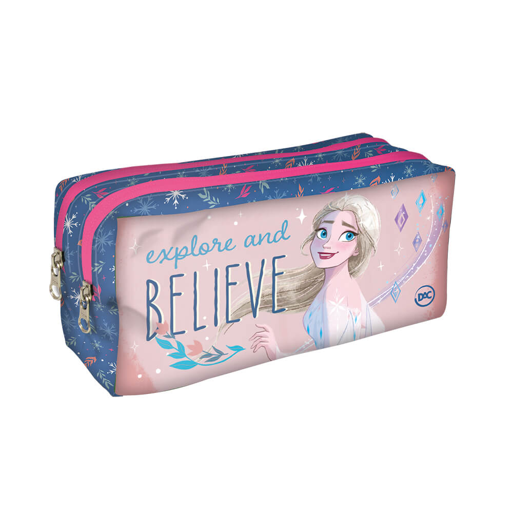 Estojo Escolar DAC Frozen Duplo em Tecido Grande