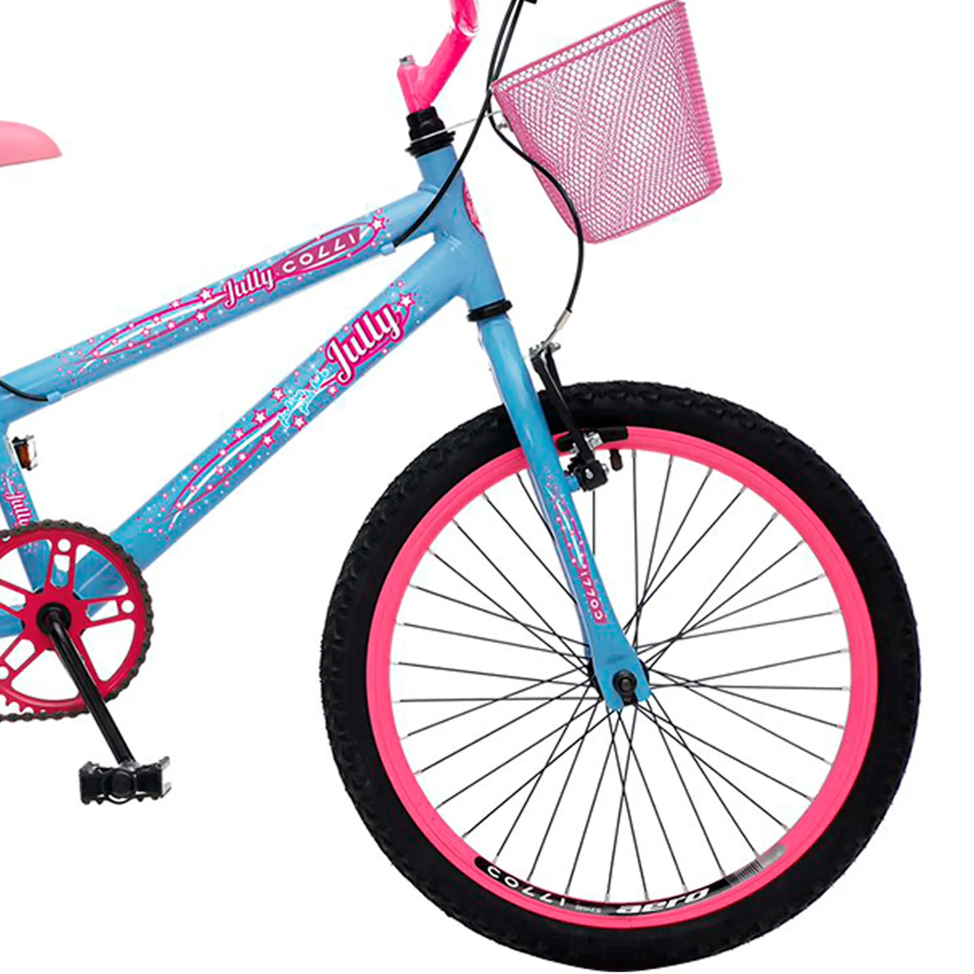 Bicicleta Infantil Aro 20 Colli July Freio V-Brake 1 Marcha Cestinha - Azul Champagne