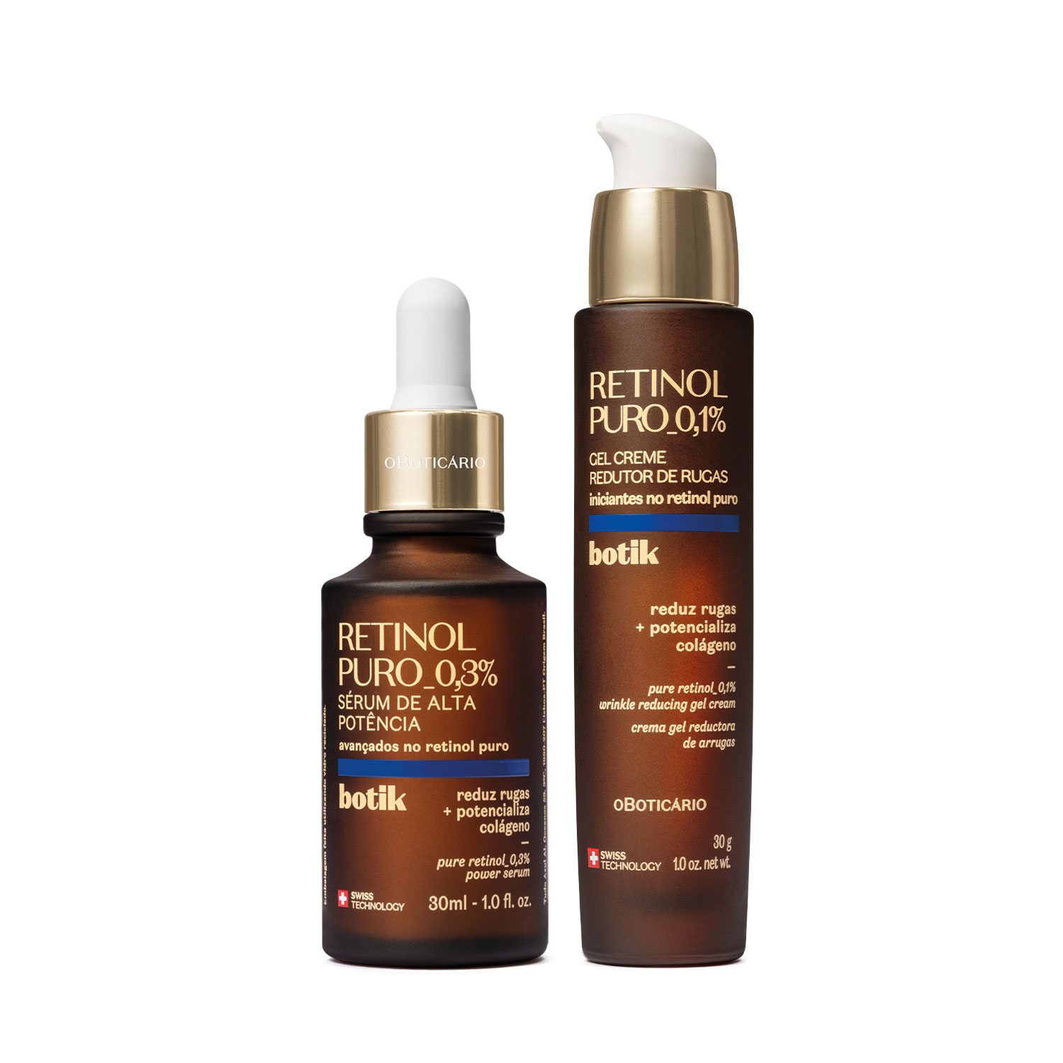 Combo Botik Retinol Puro: Sérum Facial 30ml+ Gel Creme Redutor de Rugas 30g
