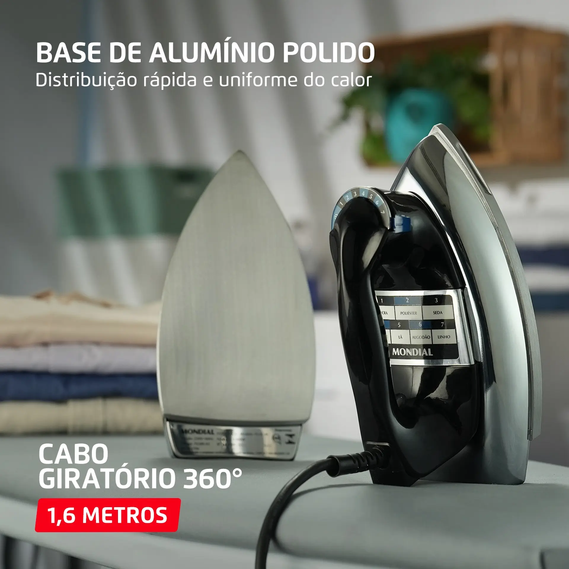 Ferro de Passar a Seco Mondial FS-01-BI com Salva-Botões - Preto - 110 Volts
