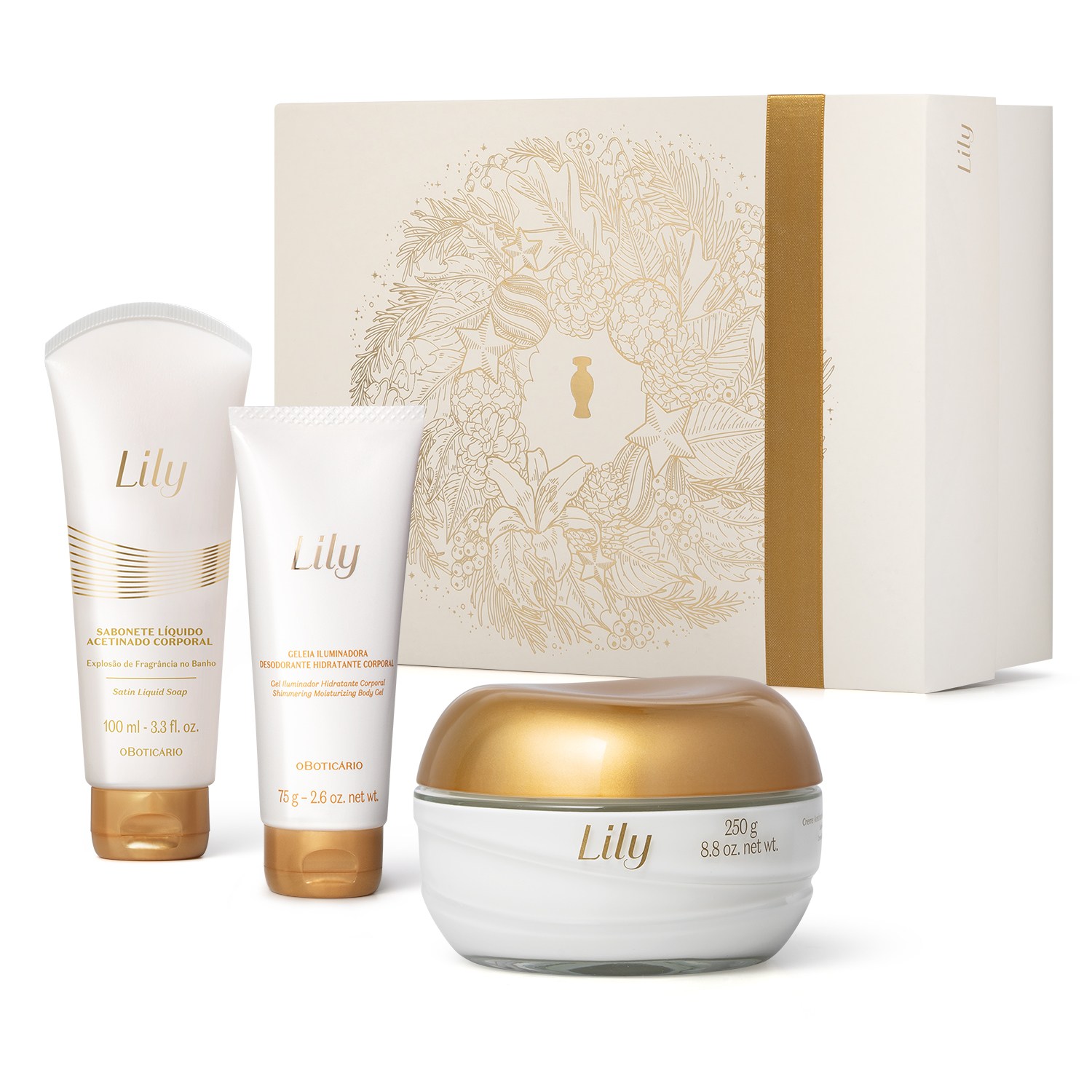 Kit Presente Natal Lily Acetinados (3 itens)