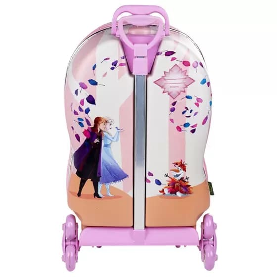 Mochila com Rodas Infantil Diplomata Frozen Elsa e Anna Rodinha Tripla Grande