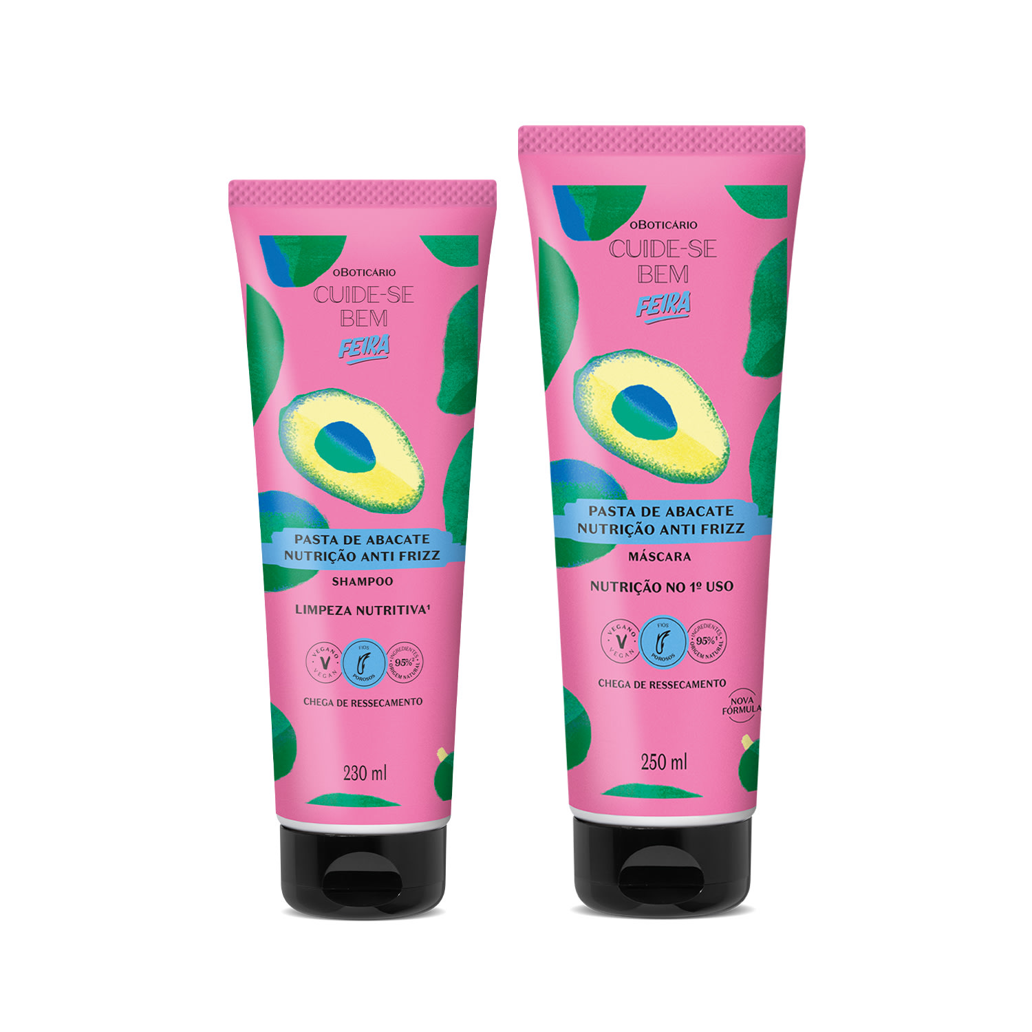 Combo Cuide-se Bem Feira Pasta de Abacate: Shampoo 230ml + Máscara Capilar 250ml