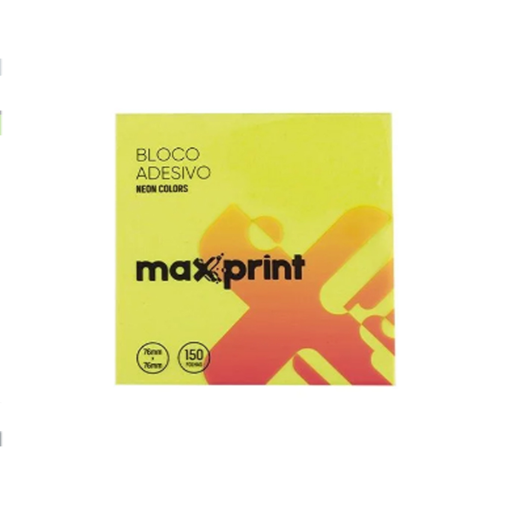 Bloco de Notas Adesivo 76x76mm com 1 Bloco de 150 Folhas 3 Cores - Maxprint - 741691