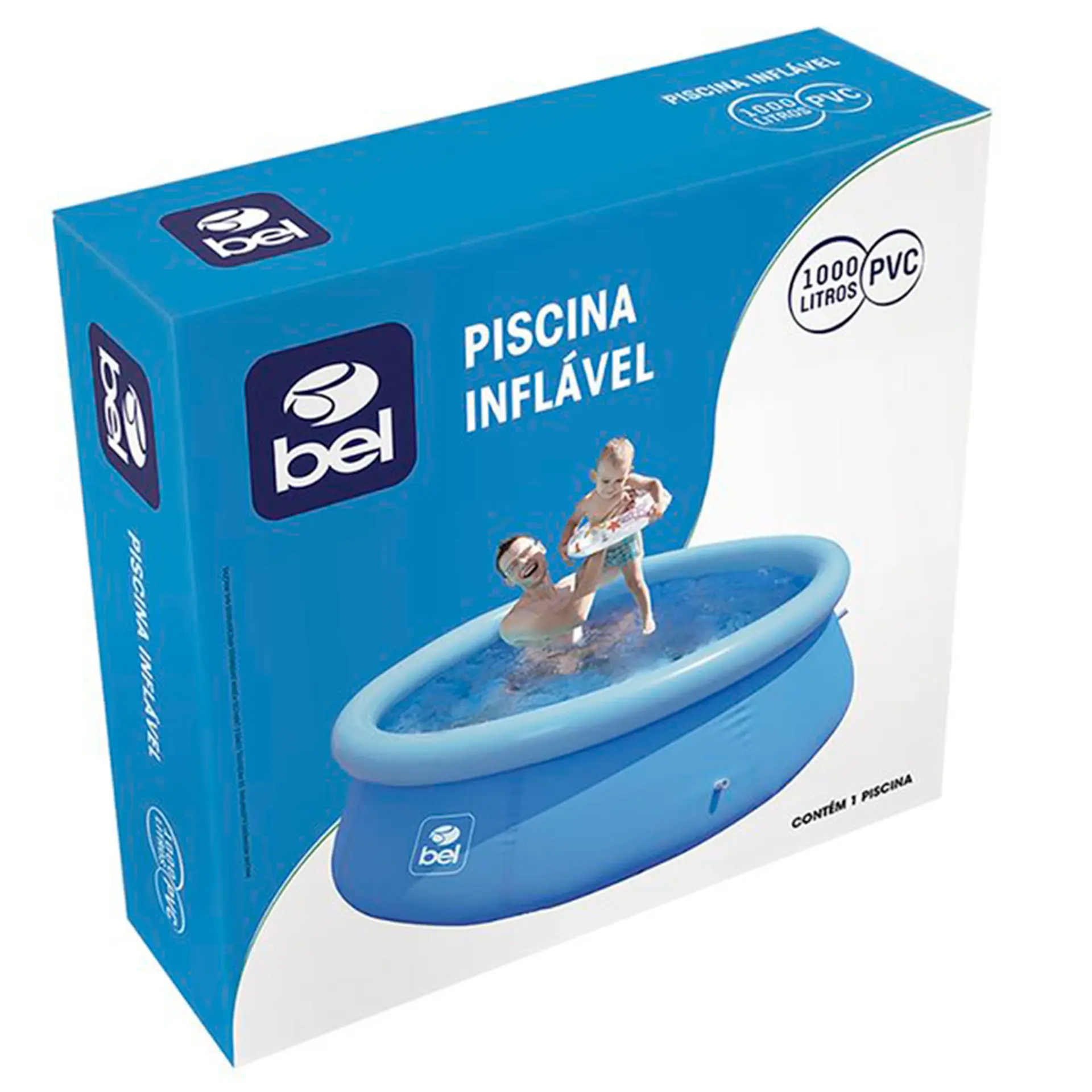 Piscina Inflável PVC e Poliéster Parede Tripla Belfix Redonda 1000L - Azul
