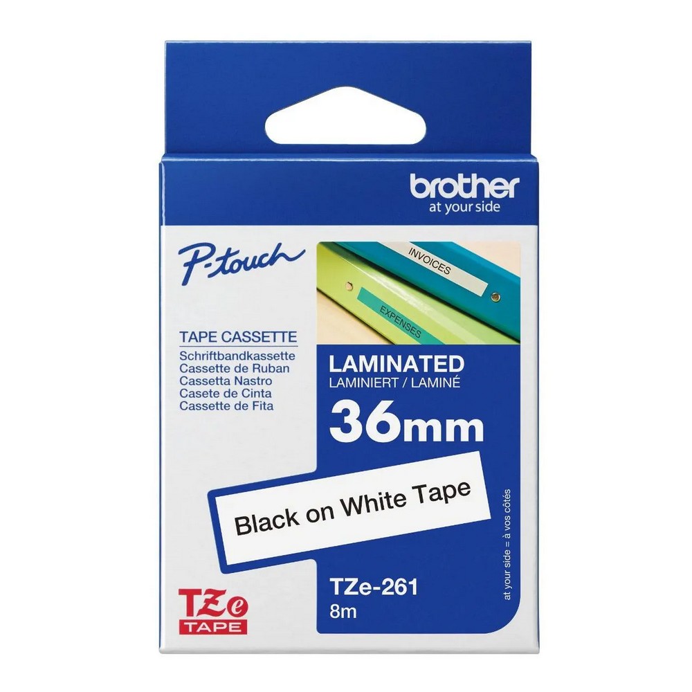Fita Rotuladora Brother Original 36mm Preto no Branco TZE261