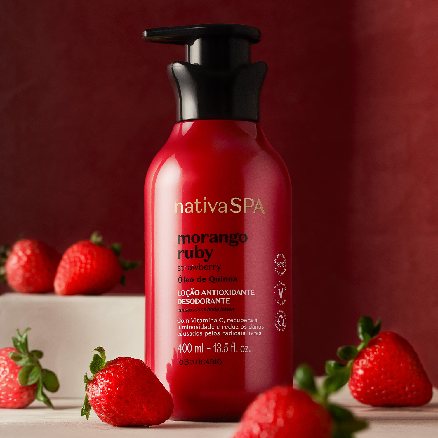 Loção Antioxidante Desodorante Corporal Nativa SPA Morango Ruby 400ml