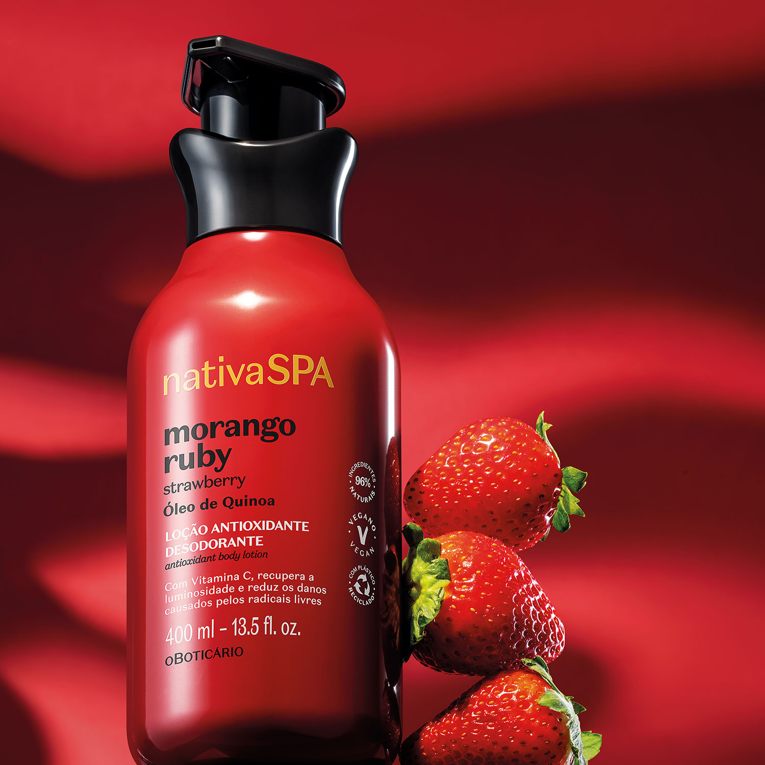 Loção Antioxidante Desodorante Corporal Nativa SPA Morango Ruby 400ml
