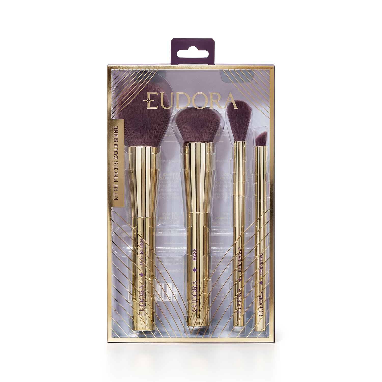 Kit de Pincéis para Maquiagem Festa Gold Shine