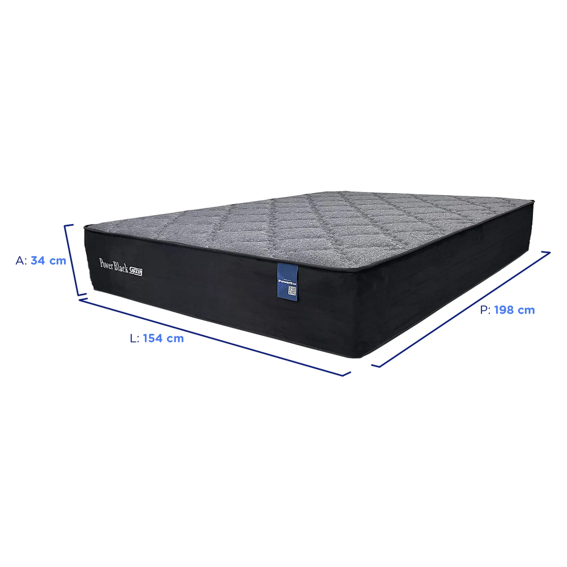 Colchão Queen Size Molas PowerBlue Gazin Power Black 158x198 - Preto