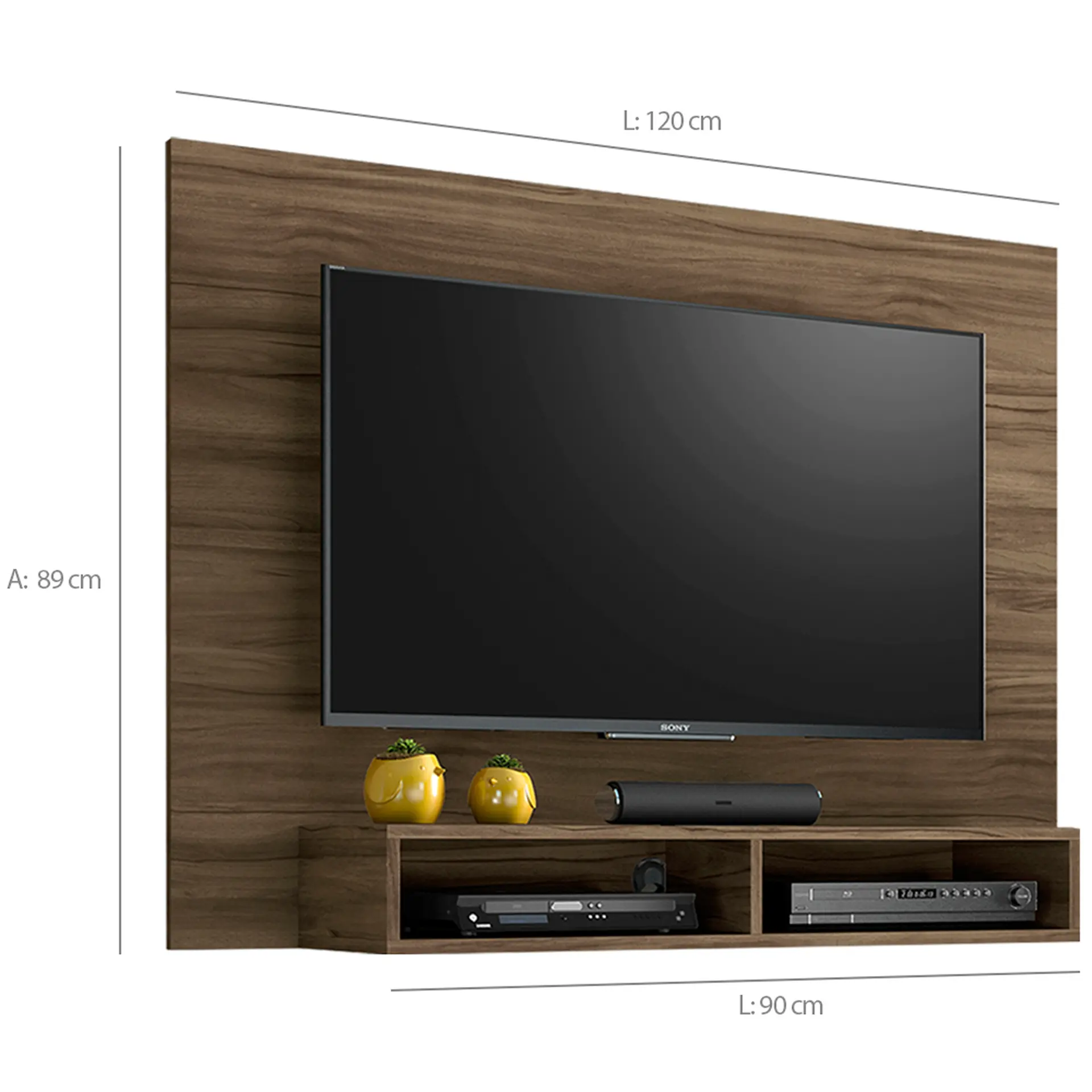 Painel para TV até 49" com Nichos Eros Notável - Nogal