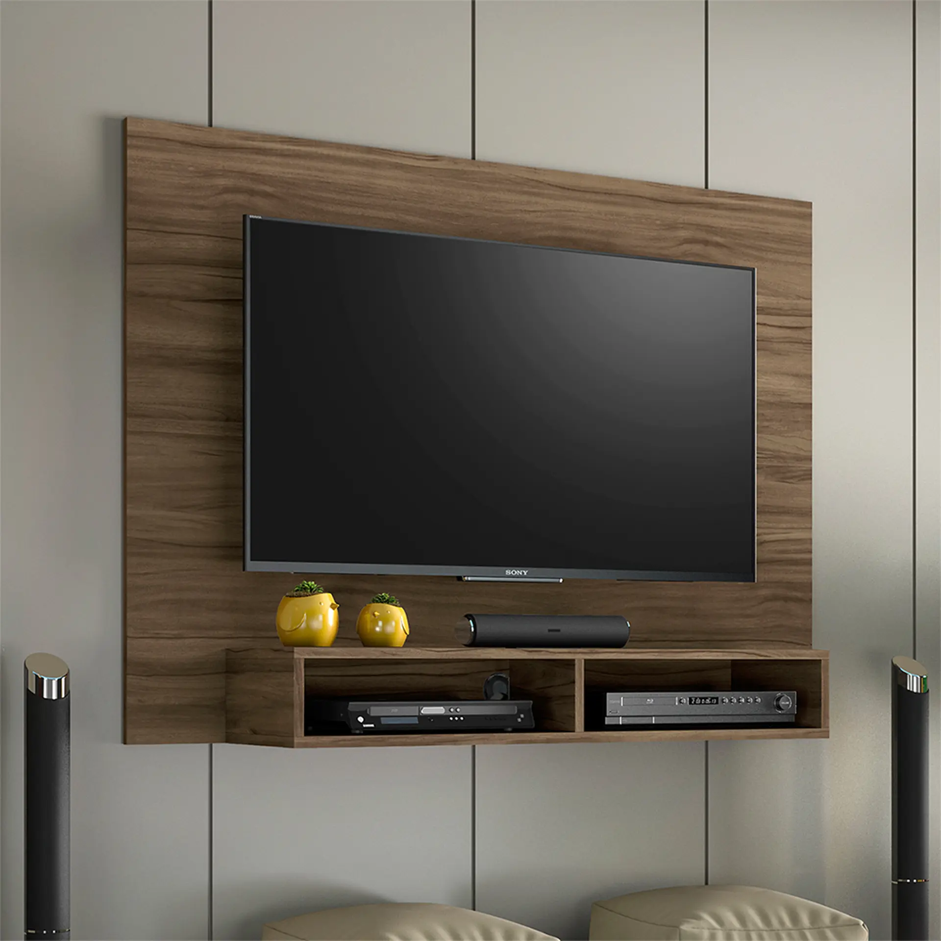 Painel para TV até 49" com Nichos Eros Notável - Nogal